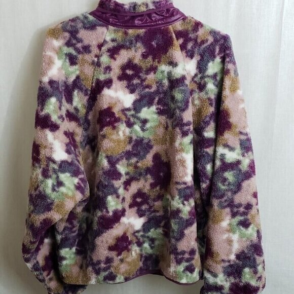Johnny Was Calme Jacket Womens M Pink Fleece Bomber Watercolor Floral Camo - Picture 5 of 7